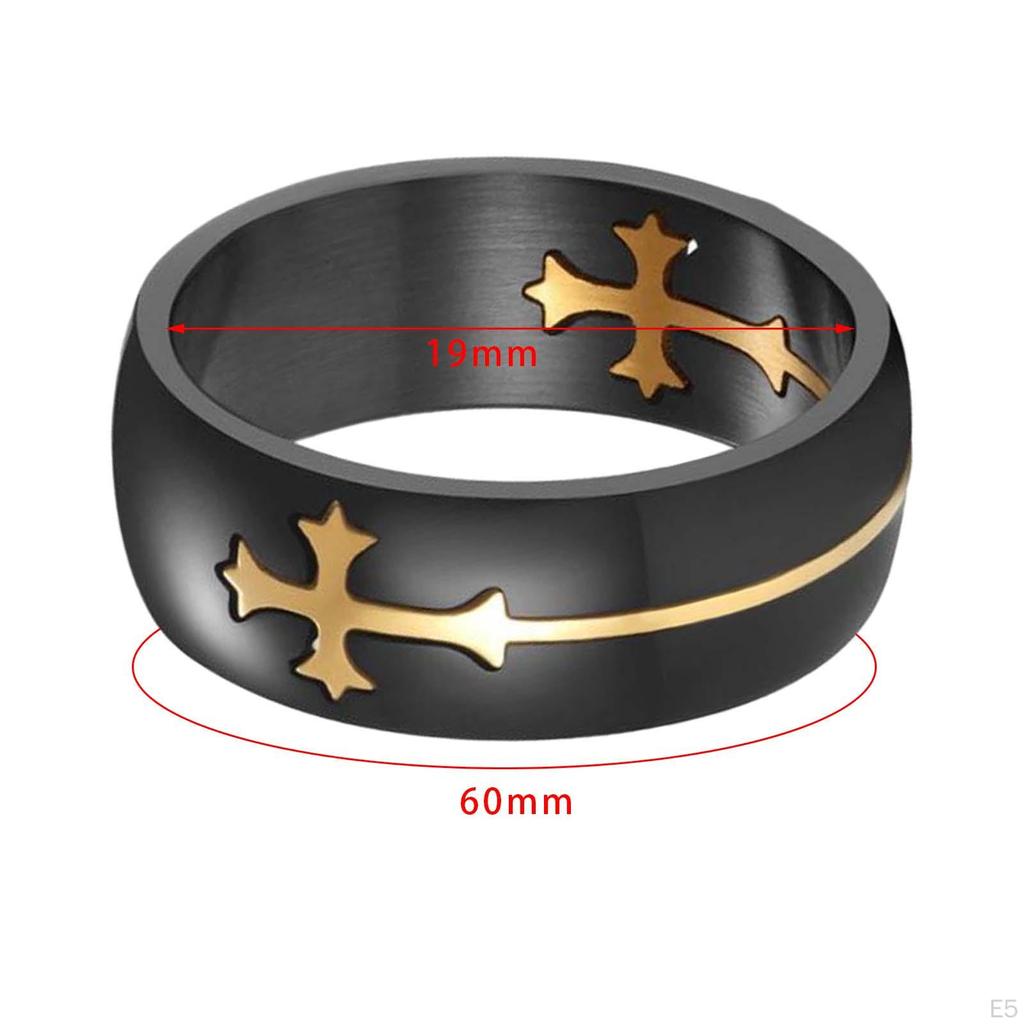 Черное классическое простое религиозное обручальное кольцо из нержавеющей стали с христианским крестом