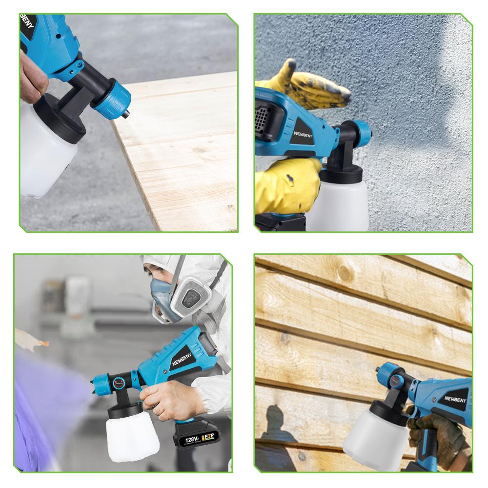 1000 мл беспроводной электрический пистолет-распылитель ручной высокоэффективный портативный бытовой стальной краскопульт для аккумулятора 18 В