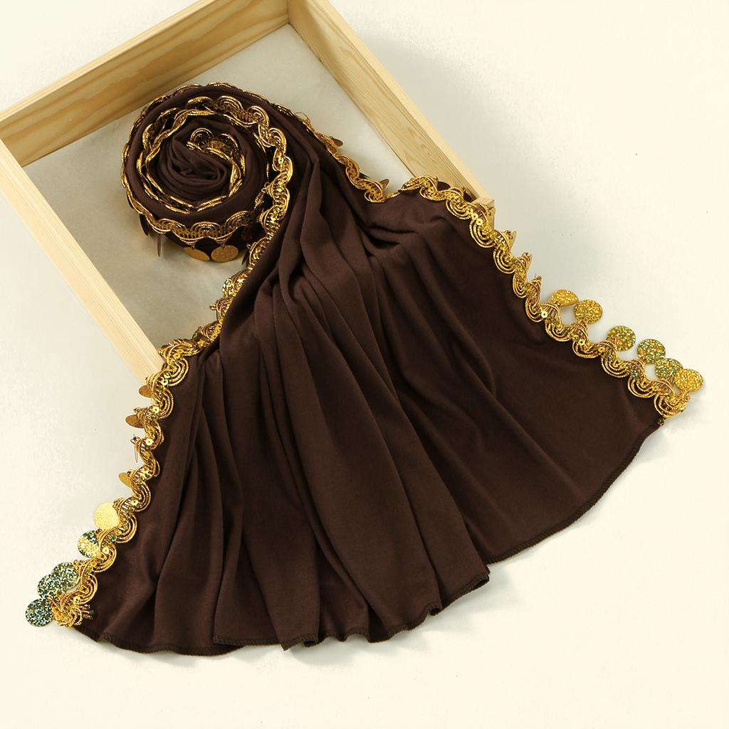 Шелковый модальный хлопковый трикотажный хиджаб-шарф для женщин, эластичный шаль, однотонная мусульманская повязка на голову, модные длинные бахрома, обертывания, исламский тюрбан