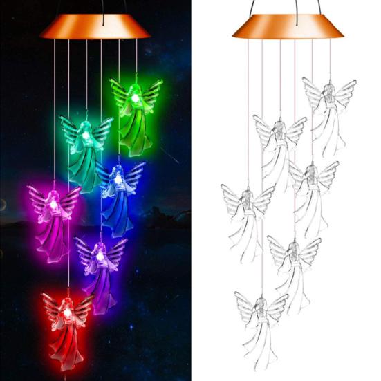 Solar Light Wind Chimes Multicolour Gradient Waterproof Create Atmosphere Hanging Pendant Outdoor Decoration