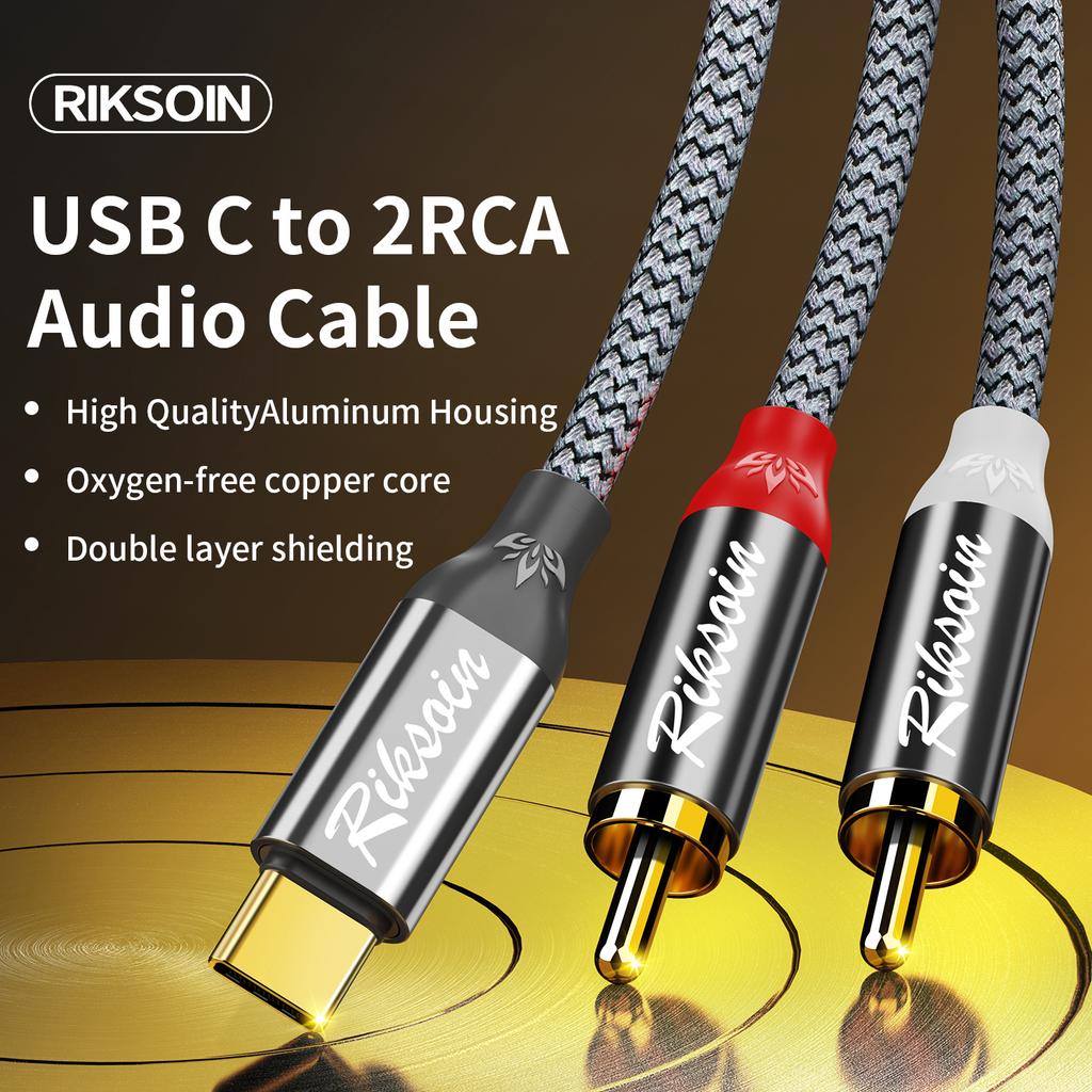 USB C на 2 RCA Стерео Кабель Y-разветвитель Адаптер Аудиокабель Hi-Fi Звук RCA Стерео Разъем для Мобильного Телефона MP3 Динамика НоутбукаХороший продукт