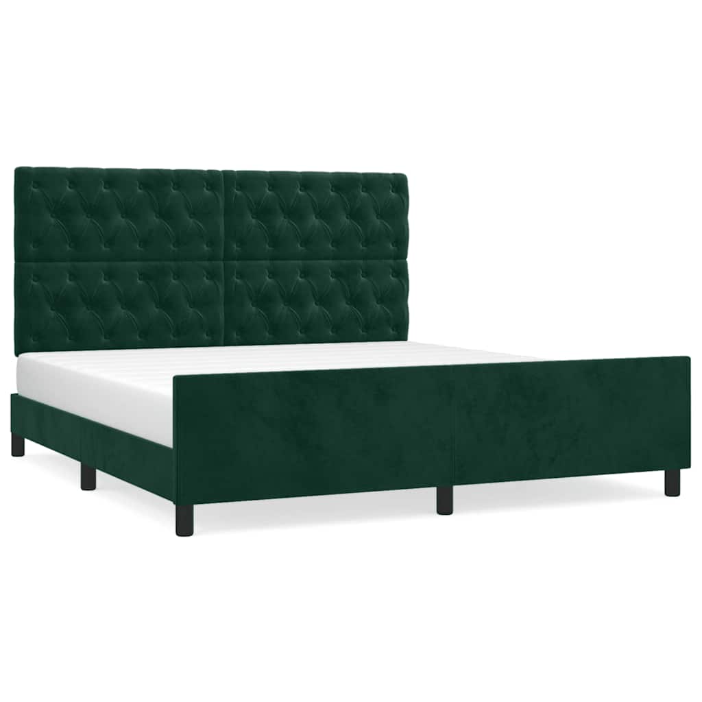 Bed Frame without Mattress Dark Green 160 x 200 cm Velvet