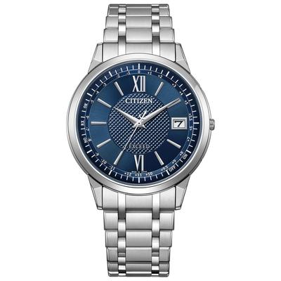 [Citizen] Exceed Light Powered Eco Drive Радиочасы Водонепроницаемые Темно-синие CB1140-61L Мужские Серебряные