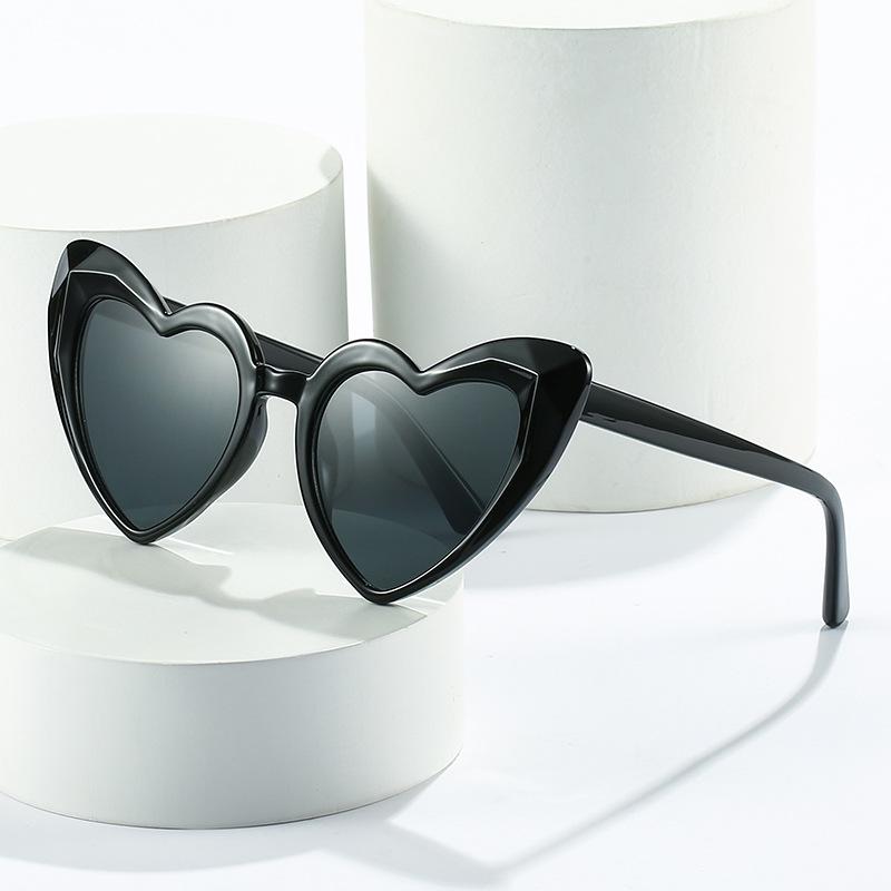 Summer new love sunglasses, fashion collar corner diamond-feeling ins sunglasses, jelly-colored copper film glasses for women