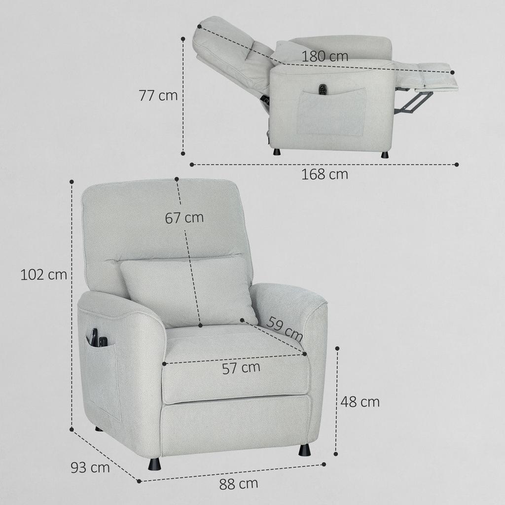 Recliner Chair With Heating 8 Point Massage And 5 Modes Chenille Fabric Light Gray
