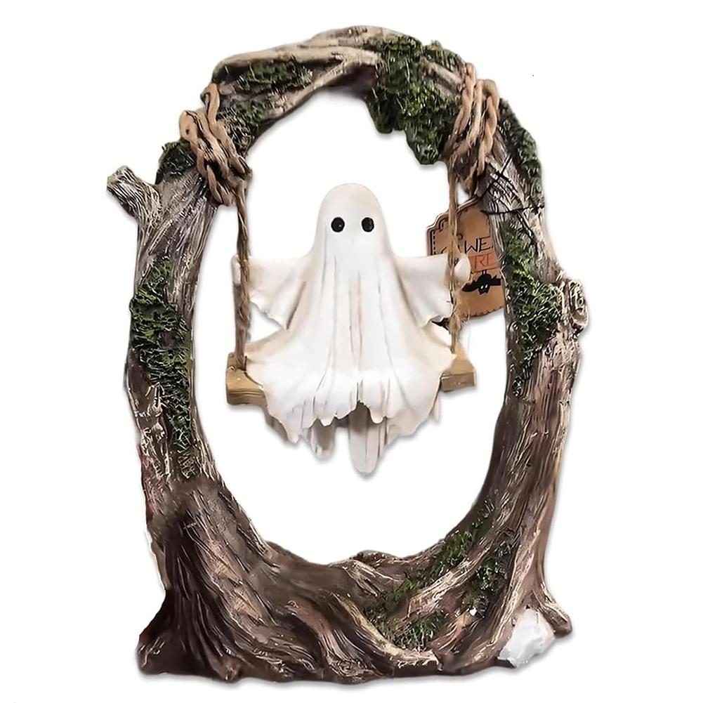 Cute Spooky Halloween Figurine Resin Small Ghost Figurine Multi-Purpose Lovely Ghost Decorations for Desktop Bookshelf Decor
