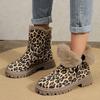 Мода Мода Леопардовый принт Женские ботильоны Боковая молния Толстый плюш Зимние ботинки Женские Нескользящие Теплые На меху Зимние ботильоны 2024