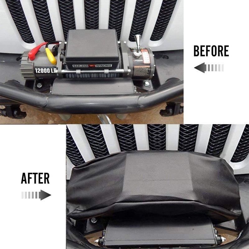 Winch Cover Heavy Duty Waterproof Winch Protection Cover Dust-Proof Universal Winch Protective Cover For Up To 17500 Lbs-A87Q