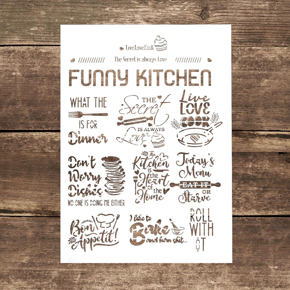 Декоративный многоразовый кухонный трафарет размера А4, трафареты для рисования для поделок, скрабукинг, роспись по дереву, холсту, полу, стенам и плитке