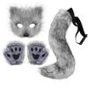 Simulation Fox Mask Gloves Plush Fox Tail Handmade Animal Tail Cosplay Props Accessories