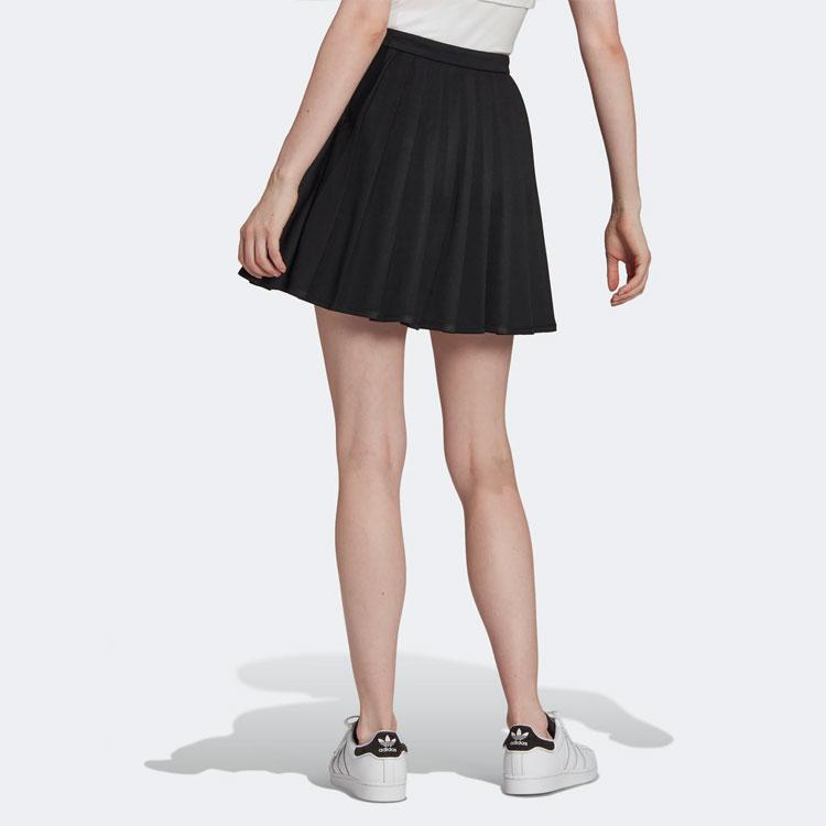 Adidas Originals Adicolor Classics Solid Color Small Logo A-Line Comfortable Tennis Pleated Skirt Women Skirts Black HC2058