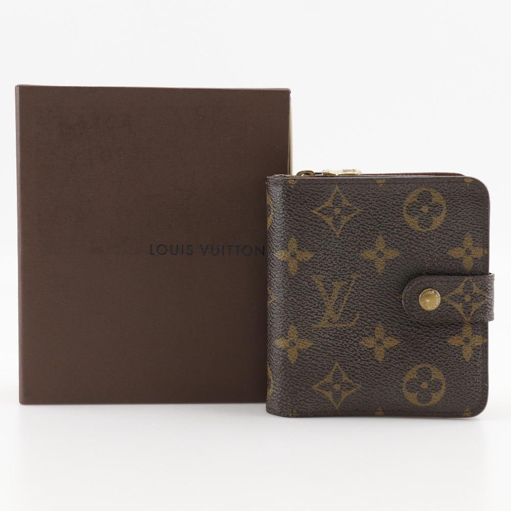 Louis Vuitton Compact Zip Bi-Fold Wallet M61667 Brown Monogram Canvas Unisex Used