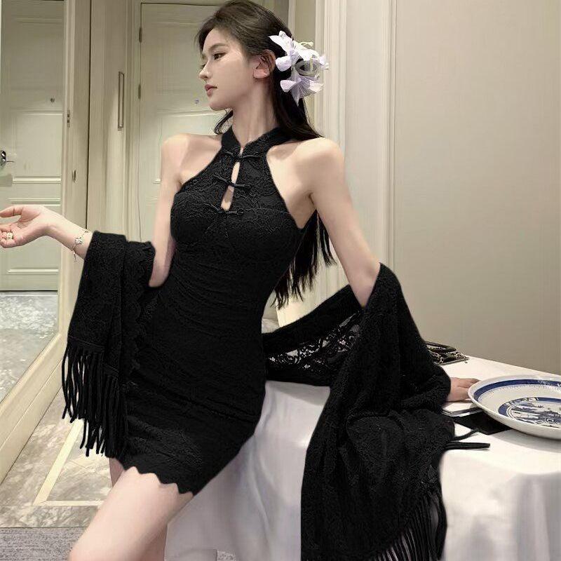 Sexy new Chinese style buckle lace stand-up collar cheongsam pure desire hot girl purple neck sex underwear women