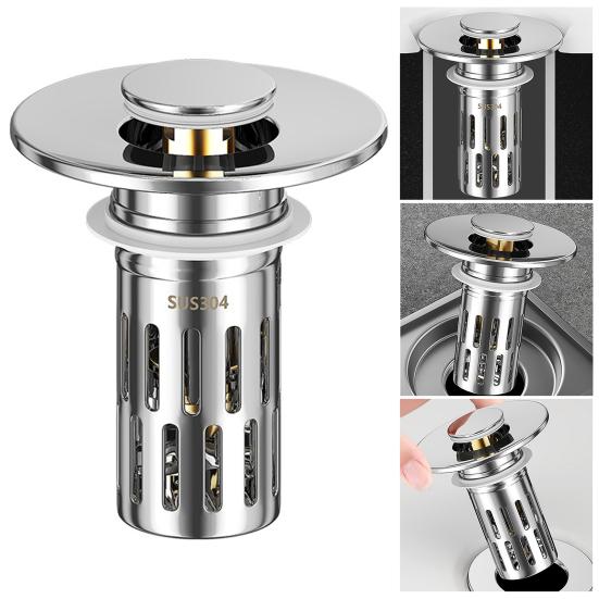 Латунный сердечник Заглушка для раковины Нержавеющая сталь Сливной фильтр для раковины в ванной комнате Легкая установка Защита от засоров Фильтр