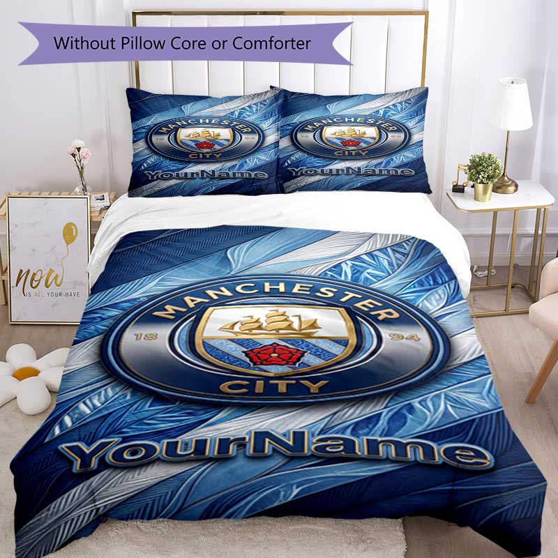 Manchester City 19 Customize your name Bedding Set Breathable Duvet Cover with Pillowcases Home Decoration Birthday Gift