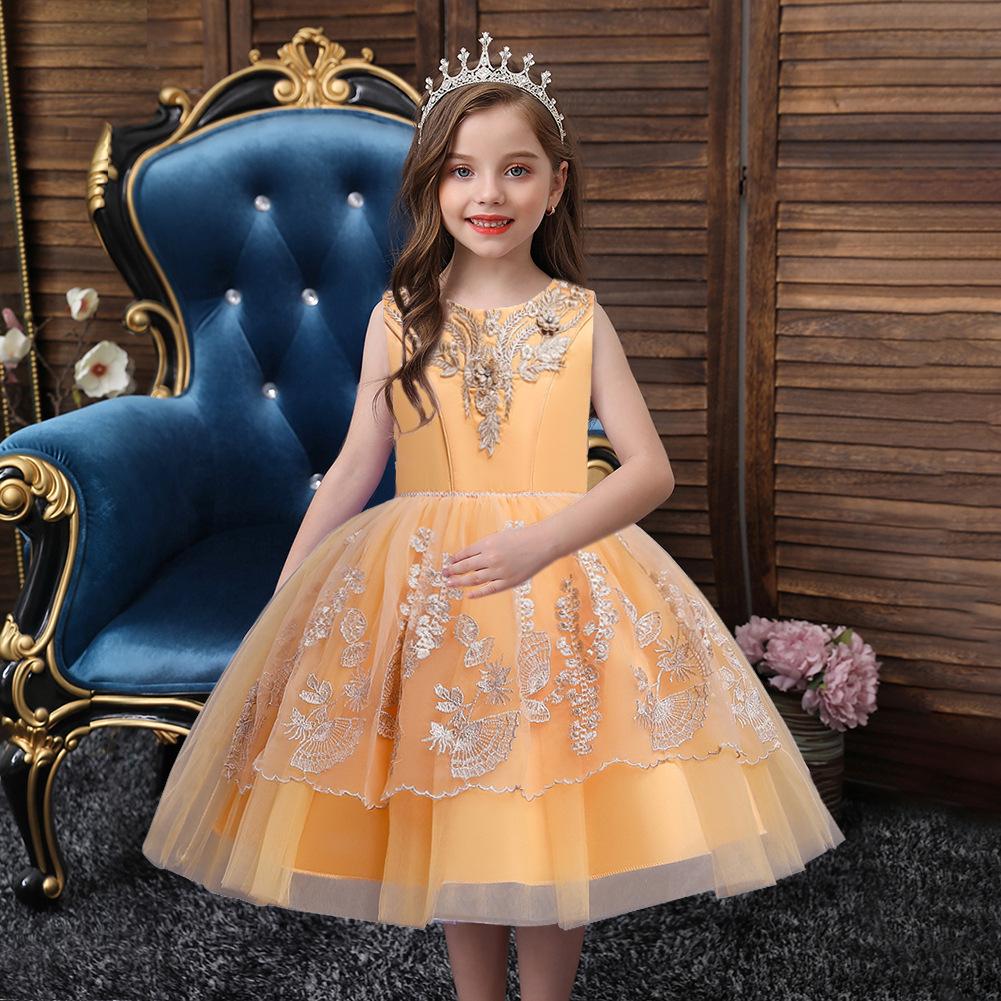 Children's Dresses Dresses Middle and Large Children Piano Performance Dresses Mesh Princess Tutu Girl's Dresses Birthday Evening Gowns