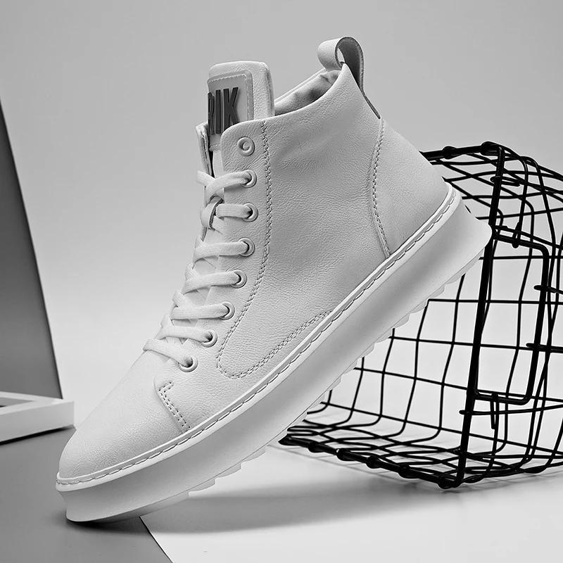 Модные Высококачественные Зимние Ботинки Мужские Модные Повседневные Кожаные Ботинки на Платформе Классика Уличные Противоскользящие Рабочие Повседневные Удобные Ботинки для Ходьбы