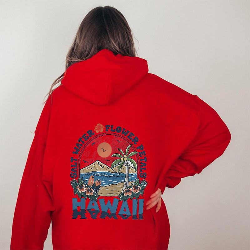 Толстовка с капюшоном и принтом лепестков цветов соленой воды Гавайи