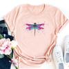 (Asian Size)Tee Top Dragonfly Watercolor Trend 90s Short Sleeve Women Print Fashion T Shirt Clothing Casual Lady Female Graphic T-shirt