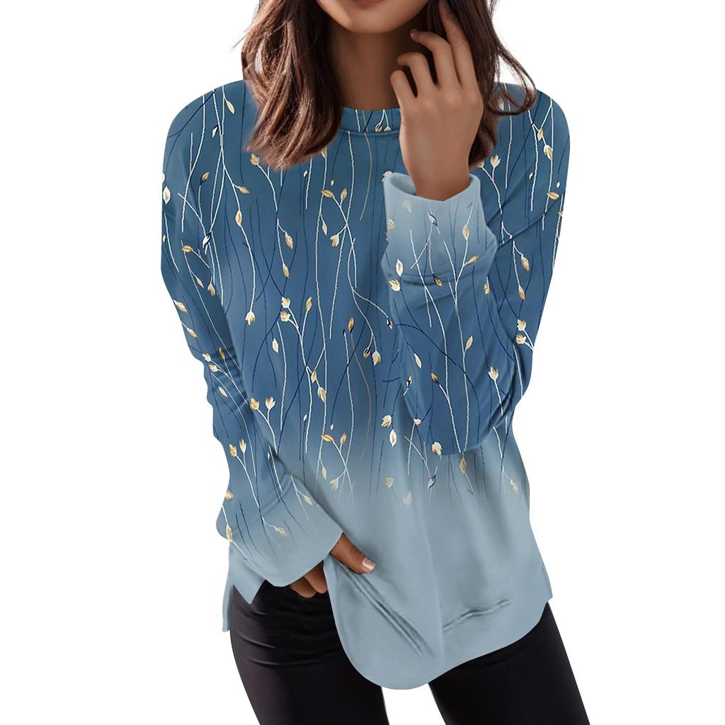 Женский повседневный модный пуловер с длинным рукавом и круглым вырезом с принтом