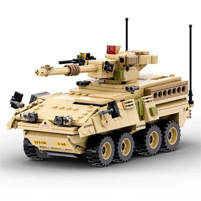 Вторая мировая война Армия Военный Солдат SAWT M1128 Мобильная Артиллерийская Система Модель Строительные Блоки Детская Игрушка