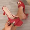 Summer New High Heel Slippery Cat Heel High Heel Shoes French Women's Outwear Half Slippers
