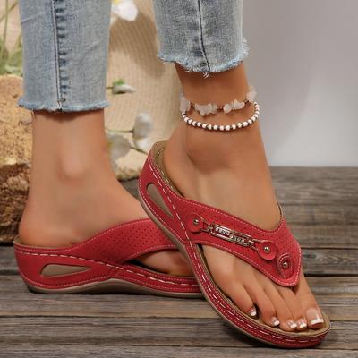 Модные женские летние новые сандалии на танкетке больших размеров, повседневные, дышащие, легкие, с простроченным носком, на мягкой подошве, нескользящие шлепанцы