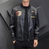 Casual Motorcycle Windbreaker Zip Stand Collar Faux Leather Jacket Men Slim High Quality Fashion Wool Liner Coat Streetwear