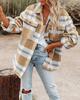 Autumn and Winter Women's Shirt Jacket Plaid Button Flannel Tweed Shirt Jacket Tops