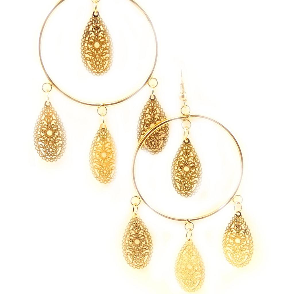 Les Trésors De Lily [L5220] - Golden 'Carmen' Designer Earrings