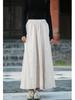 Retro Literary Burnout Cotton Linen Elastic Waist Midi Skirt - Autumn/Winter