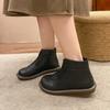 2024 Новые модные женские ботильоны на осень и зиму с застежкой-молнией спереди, удобные, с круглым носком, однотонные, на низком каблуке, модные ботинки