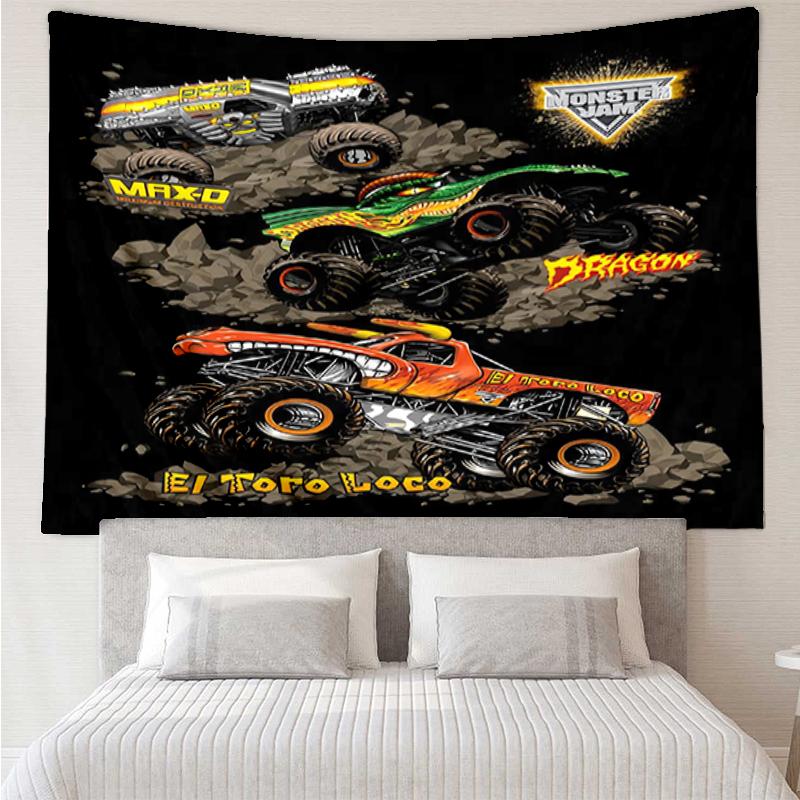 Truck Print Tapestry, Backdrop, Easy Setup, Ideal for Bedroom, Office & Living Room, with Aesthetic Wall Hanging Decor.