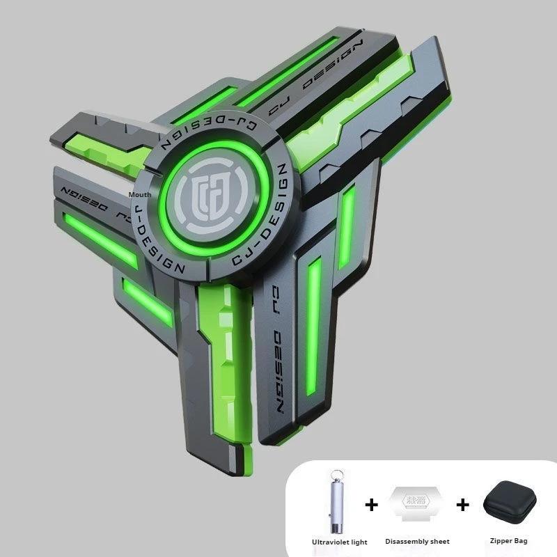 Металлический светящийся фиджет-спиннер EDC Игрушка для снятия стресса Ручной волчок Светящийся сплав Внимание и концентрация Для детей