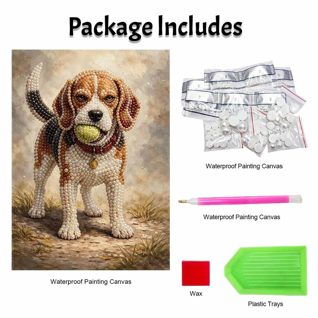Pearl painting diy sticky diamond creative beagle dog with tennis ball diamond painting kit living room hanging painting