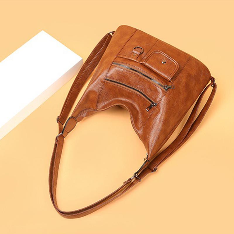 Винтажная сумка через плечо для женщин, мягкая сумка через плечо из искусственной кожи, повседневная сумка в стиле ретро