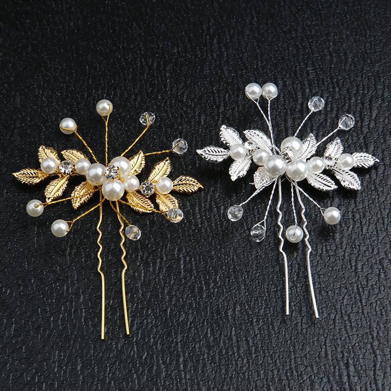 Pearl Crystal Bride Wedding Hair Pins Silver Rhinestone Hair Piece Bridal Hair Jewelry Accessories for Women