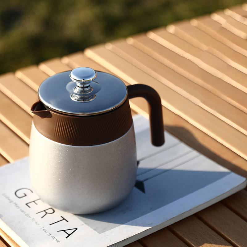 Новый высококачественный термопот с титановым покрытием, чайник с разделением чая и воды, большая кофейная машина с ручкой