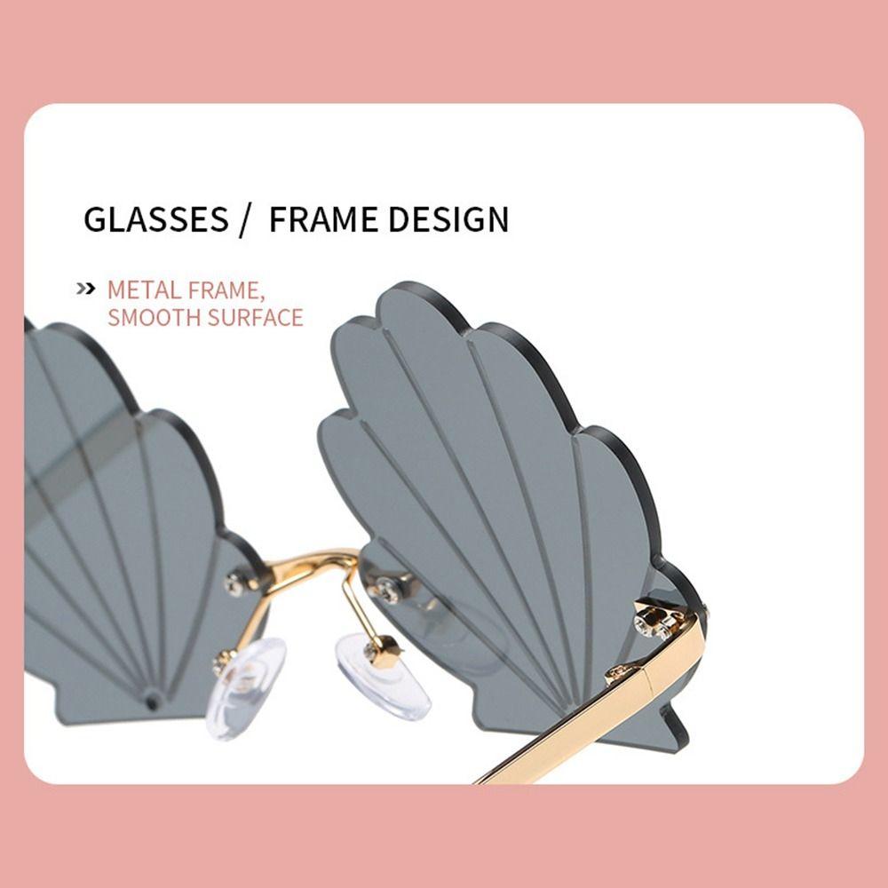 Shell Shape Rimless  Sunglasses Flower Shape Funny Shades Metal Sun Glasses  for Photo Props, Party
