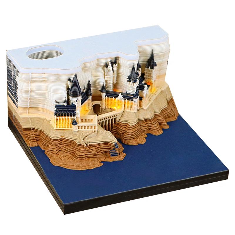 2027 Best Selling 3D Memo Pad Calendar Building Block Decoration Crafts Non-Adhesive Note Cube Notepad Memo Pad With Pen Holder