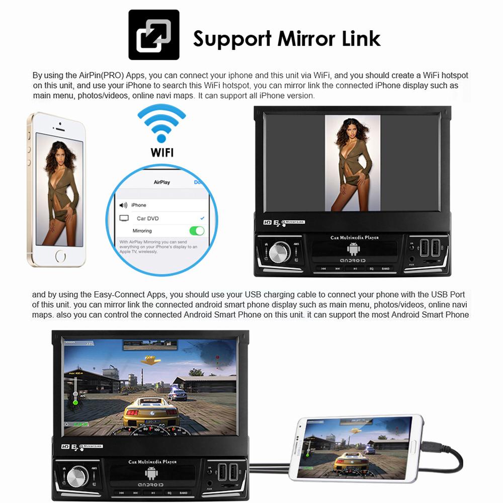 Автомобильная магнитола Hizpo 7 дюймов, одинарный, 1 Din, авторадио, CarPlay, GPS-навигация, выдвижной экран, 1Din, Android 12, мультимедийный плеер, универсальное аудио-видео головное устройство