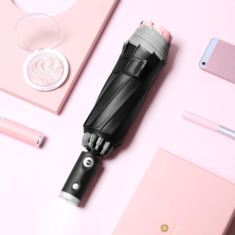Tri-fold Automatic Reverse Umbrella Hemming Reflective LED Umbrella Can Be Added