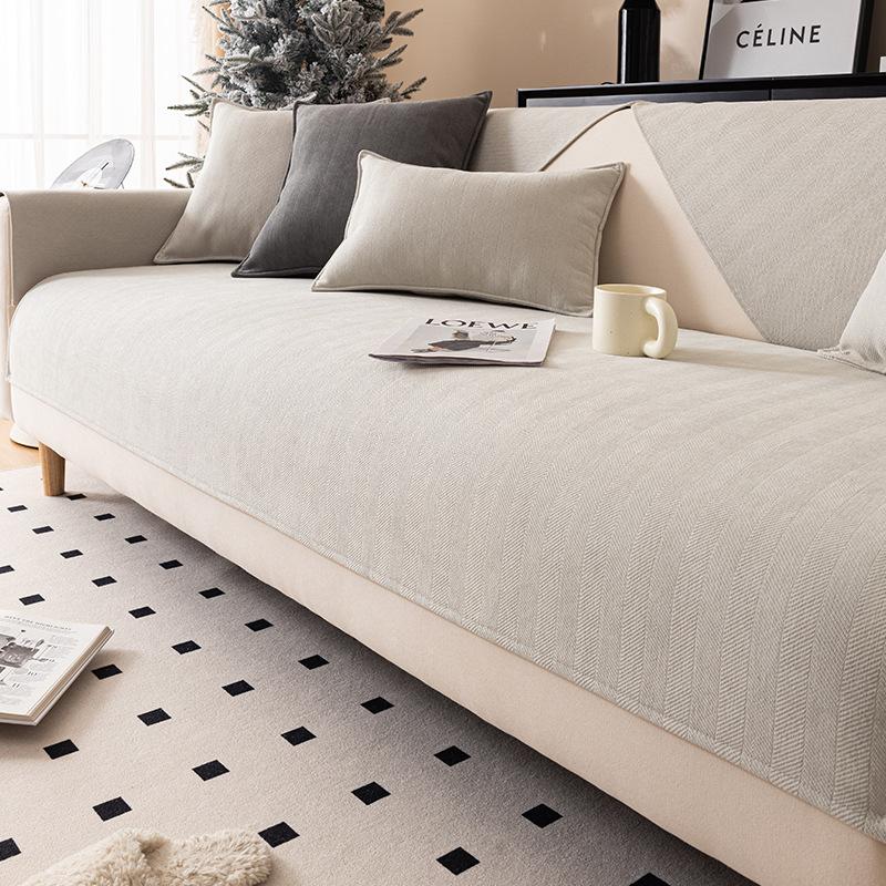 Шевронный Чехлы для Дивана из Шеннила Четыре Сезона Универсальная Подушка для Сиденья Современная Простая Мягкая Ткань