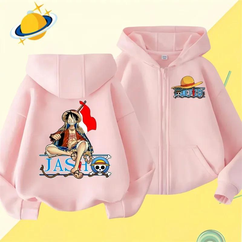 Аниме One Piece детская толстовка с капюшоном на молнии с рисунком из мультфильмов осень/зима повседневный топ с длинными рукавами и капюшоном для мальчиков и девочек