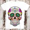 Футболка с сахарным черепом Dia De Muertos 8985 винтажная стираная дышащий топ для повседневной носки унисекс мужской немного эластичный