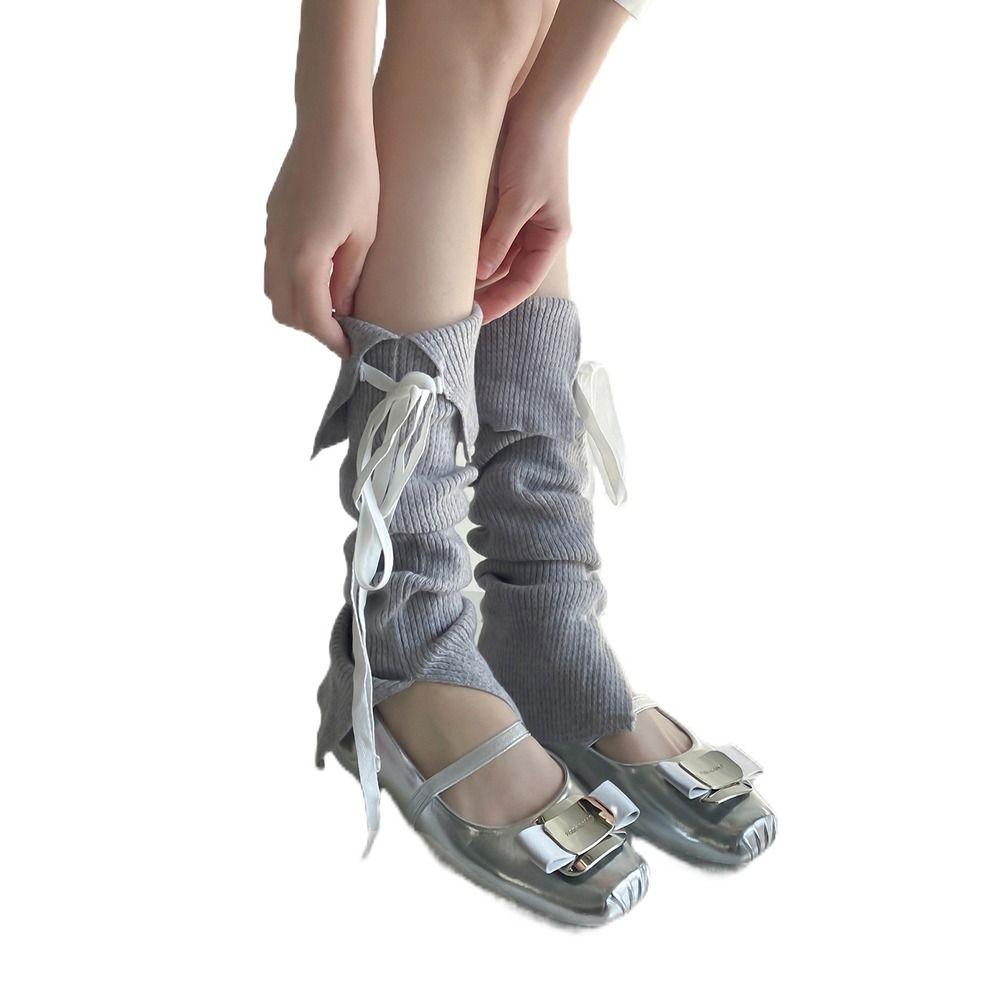 Ribbon Bow Leg Cover Stockings Solid Color Feet Covers New Leg Wraps Socks  Women And Girls
