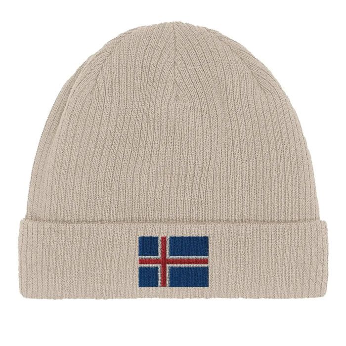 Bonnet Drapeau Islande en Beige
