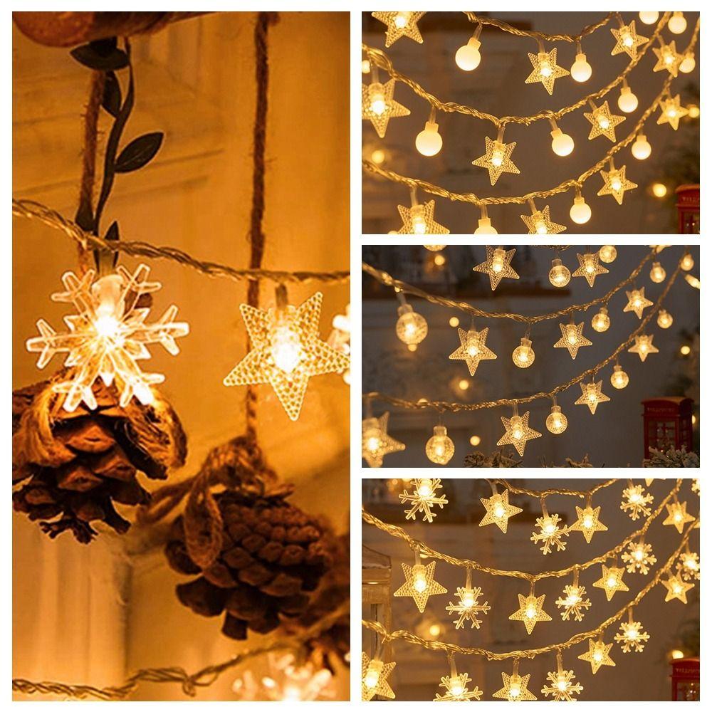 Fairy Light Snowflake Light String Flash Christmas Tree Lamp Stars String Lights Birthday Party
