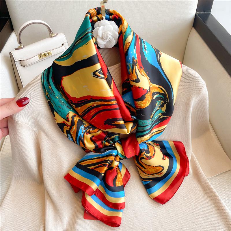 New Four Seasons Available New Silk Large Size Thin Outer Wear Neck Protection Scarf Sunscreen Warm Beach Towel For Women