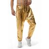 Мужские блестящие брюки с завязками на талии, джоггеры, брюки металлик для ночного клуба, вечеринки, танцевальной сцены, хип-хопа